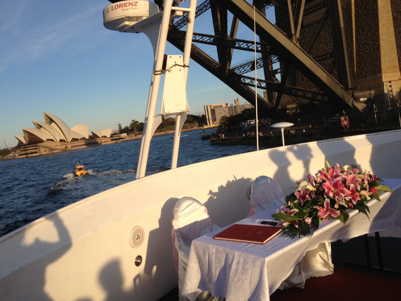 Wedding on a harbour ship