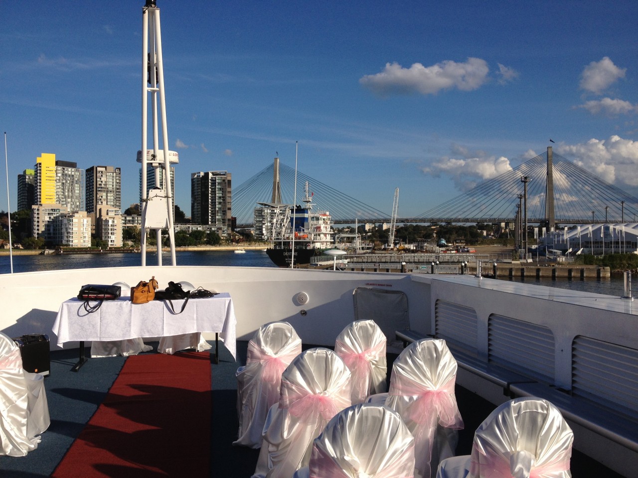 Wedding on a harbour ship